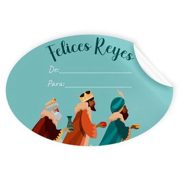 Etiquetas Regalo Adh. Rollo 250 Uds. Ovaladas 60X40 Navidad Felices Reyes