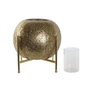 DKD Home Decor Portavelas de Metal y Cristal Dorado 29x29x26,5 cm