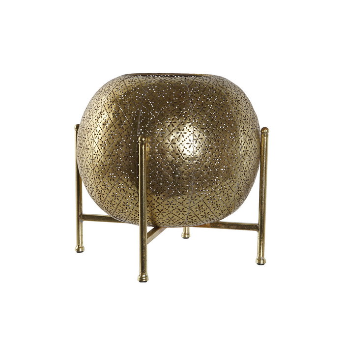 DKD Home Decor Portavelas de Metal y Cristal Dorado 29x29x26,5 cm