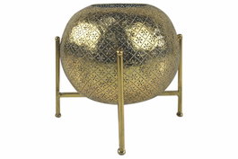 DKD Home Decor Portavelas de Metal y Cristal Dorado 29x29x26,5 cm