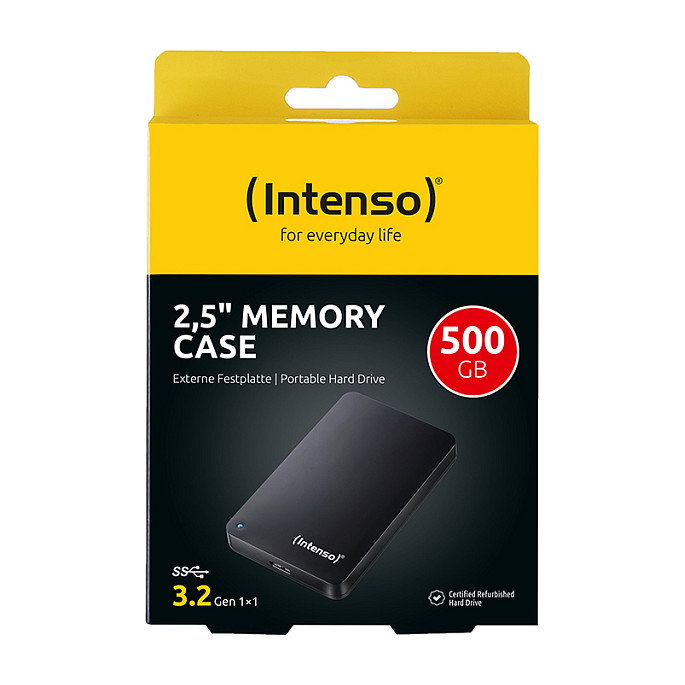 Intenso Memory Case 500 GB USB 3.2 Negro Reacondicionado Certificado