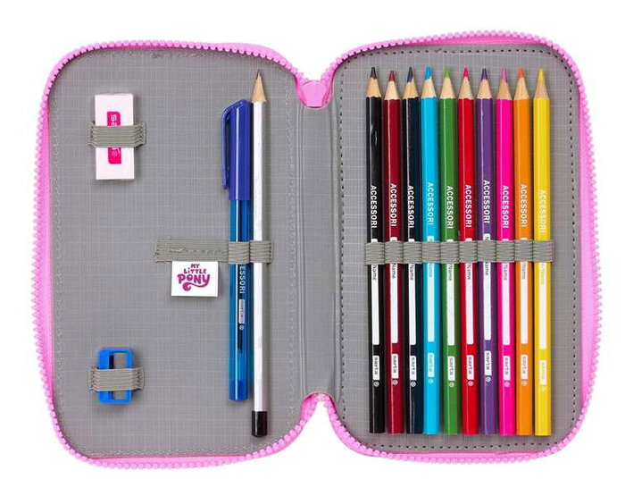 Plumier Doble My Little Pony Magic Rosa Turquesa 12.5 x 19.5 x 4 cm 28 piezas