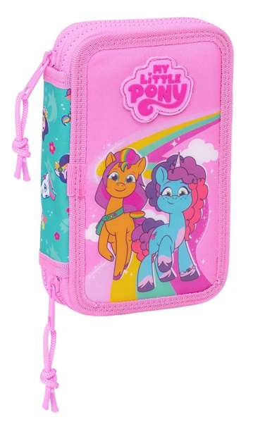 Plumier Doble My Little Pony Magic Rosa Turquesa 12.5 x 19.5 x 4 cm 28 piezas
