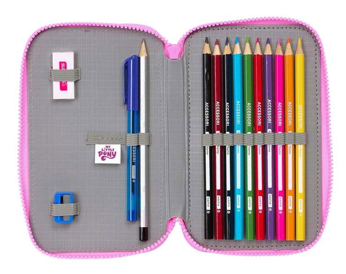 Plumier Doble My Little Pony Magic Rosa Turquesa 12.5 x 19.5 x 4 cm 28 piezas