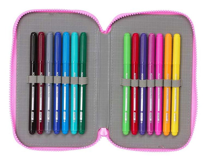 Plumier Doble My Little Pony Magic Rosa Turquesa 12.5 x 19.5 x 4 cm 28 piezas