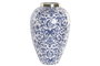 DKD Home Decor Jarrón de Hierro Floral Lacado Azul y Blanco