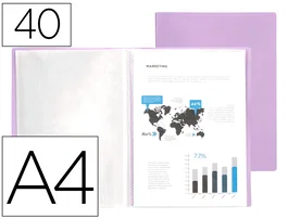 Liderpapel Carpeta Escaparate 40 Fundas Polipropileno DIN A4 Lavanda Opaco