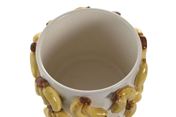 DKD Home Decor Macetero de Gres Plátanos Amarillo