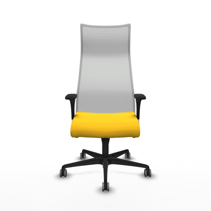 PIQUERAS Y CRESPO Sillón Albacete con mecanismo Sincro, Similpiel Amarillo y Malla Blanco