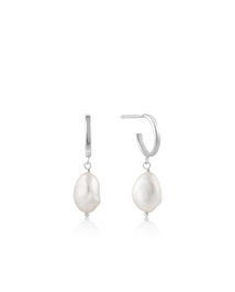 Ania Haie Pendientes Pearl of Wisdom en Plata de Ley y Gris