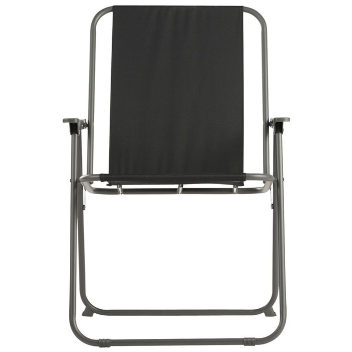 Outfit Silla Plegable Negra con Reposabrazos - Estructura Metal 18mm, Tela Oxford 250 g/m², Soporta 110 kg