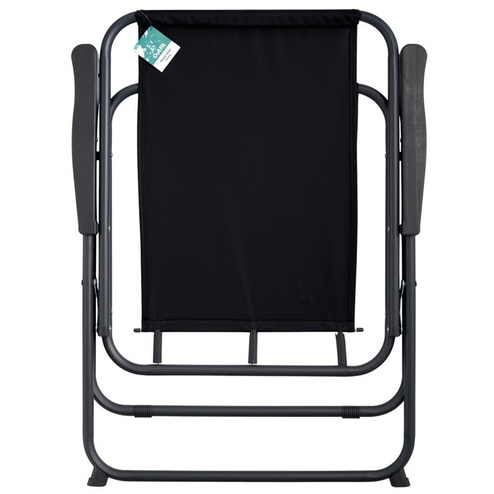 Outfit Silla Plegable Negra con Reposabrazos - Estructura Metal 18mm, Tela Oxford 250 g/m², Soporta 110 kg