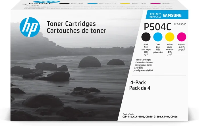 Samsung Paquete de 4 Cartuchos de Tóner Original CLT-P504C (C/M/Y/K)