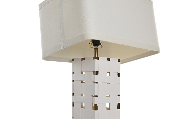 DKD Home Decor Lámpara de Sobremesa Cuero y Lino Trenzado DKD Home Decor Lámpara de Sobremesa Cuero y Lino Trenzado