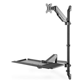 Digitus DA-90372 Estación de Trabajo Flexible para Montaje en Pared, Soporte Monitor Único Ajustable en Altura, Negro