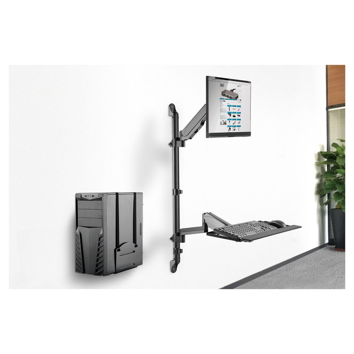 Digitus DA-90372 Soporte de Pared para Estación de Trabajo Ajustable en Altura para Estar de Pie y Sentado