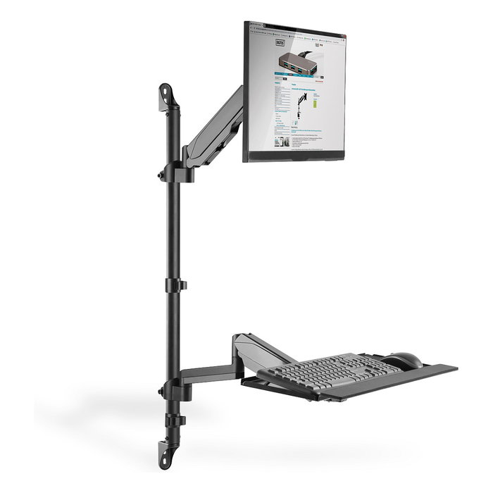 Digitus DA-90372 Soporte de Pared para Estación de Trabajo Ajustable en Altura para Estar de Pie y Sentado