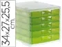 Archivo 2000 Fichero Cajones Sobremesa 340x270x260 mm Apilables 5 Cajones Verde Kiwi Translucido