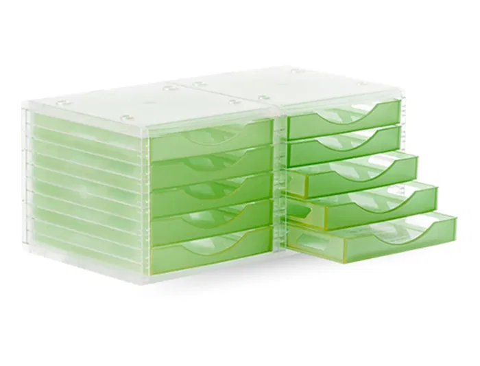 Archivo 2000 Fichero Cajones Sobremesa 340x270x260 mm Apilables 5 Cajones Verde Kiwi Translucido
