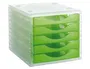 Archivo 2000 Fichero Cajones Sobremesa 340x270x260 mm Apilables 5 Cajones Verde Kiwi Translucido