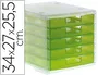 Archivo 2000 Fichero Cajones Sobremesa 340x270x260 mm Apilables 5 Cajones Verde Kiwi Translucido