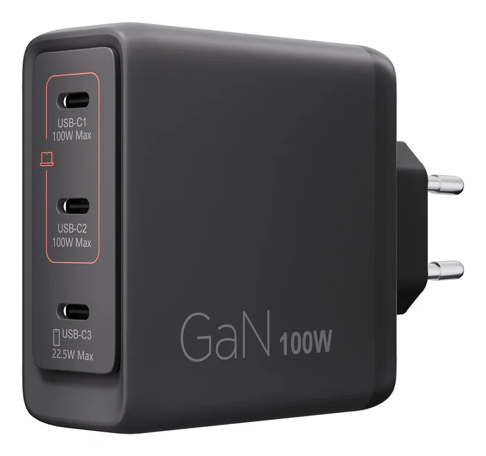 Lenovo Cargador GaN de 100 W con 3 puertos USB-C Negro, G0A6100BEU Lenovo Cargador GaN de 100 W con 3 puertos USB-C Negro, G0A6100BEU