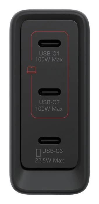 Lenovo Cargador GaN de 100 W con 3 puertos USB-C Negro, G0A6100BEU Lenovo Cargador GaN de 100 W con 3 puertos USB-C Negro, G0A6100BEU