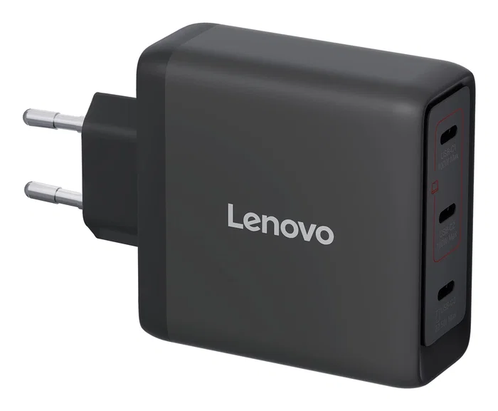 Lenovo Cargador GaN de 100 W con 3 puertos USB-C Negro, G0A6100BEU Lenovo Cargador GaN de 100 W con 3 puertos USB-C Negro, G0A6100BEU