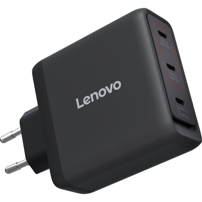 Lenovo Cargador 100W GaN con 3 Puertos USB-C Triple AC Adapter