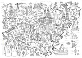 TRIANGLE POSTALS, Barcelona, mapa para colorear, Laura Miyashiro
