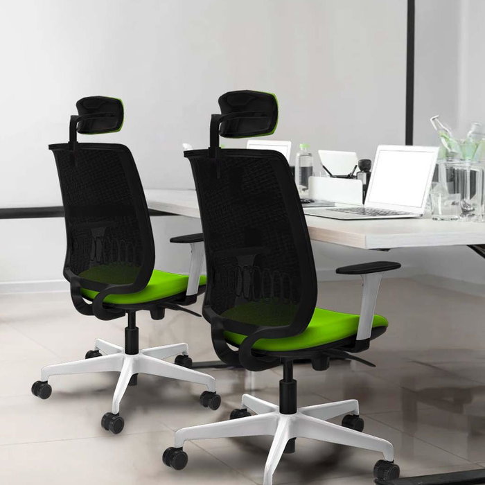 PIQUERAS Y CRESPO Alares Silla de Oficina con Mecanismo Sincro, Malla Negra y Asiento Amarillo