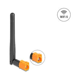 DeLOCK 81493 Antena Omnidireccional WiFi 6 FAKRA M 3 dBi 2.4-2.5/5.15-5.875 GHz con Kippgelenk, Negra, para Interior