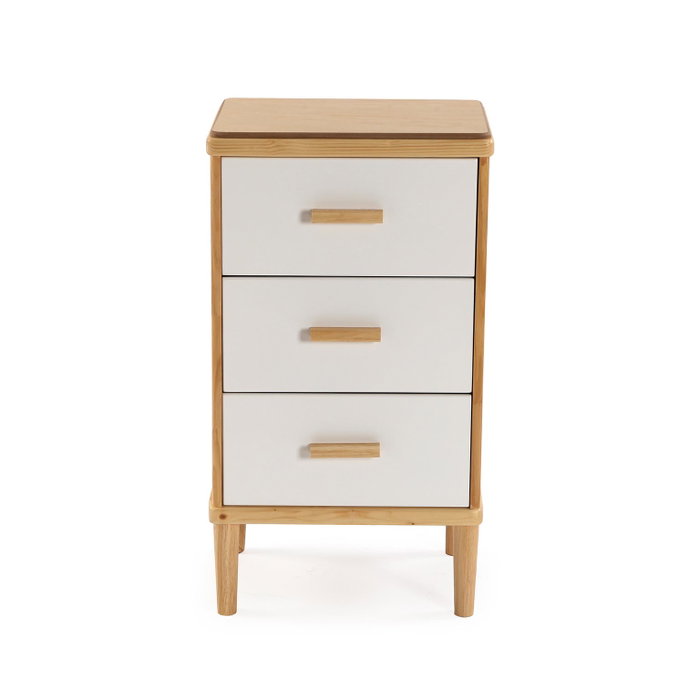 Versa Comoda Toix 3 Cajones Madera MDF Pino Paulownia Ratan 30x72x40 cm