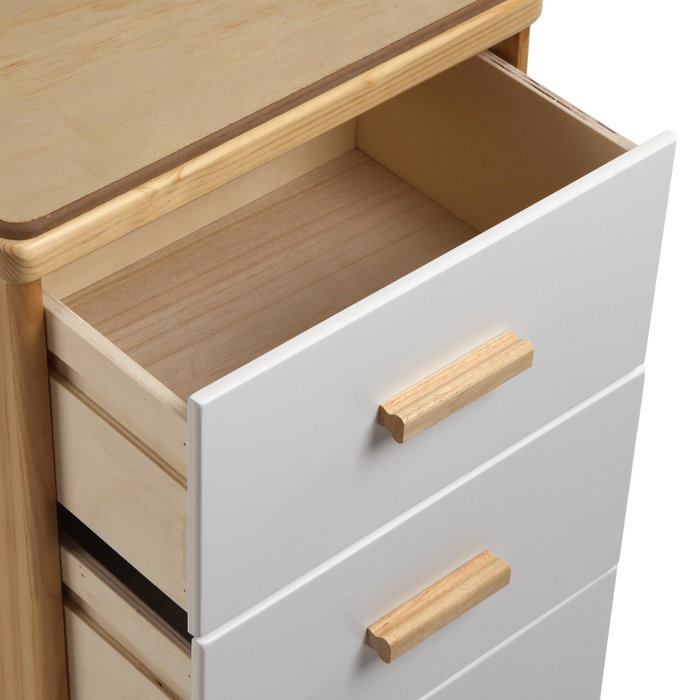 Versa Comoda Toix 3 Cajones Madera MDF Pino Paulownia Ratan 30x72x40 cm