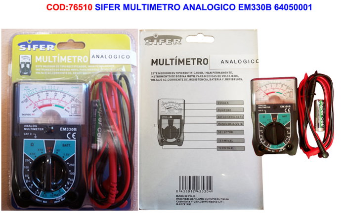 SIFER Multímetro Analógico EM330B 64050001 SIFER Multímetro Analógico EM330B 64050001