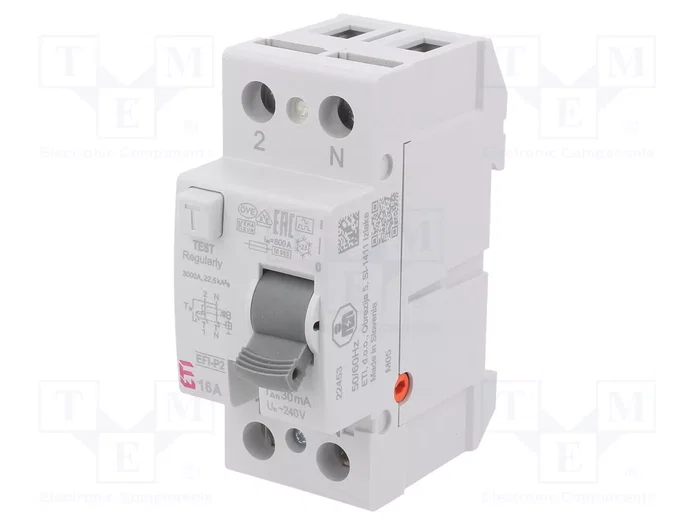 ETI POLAM Interruptor Diferencial EFI 16A 30mA 2 Polos ETI POLAM Interruptor Diferencial EFI 16A 30mA 2 Polos