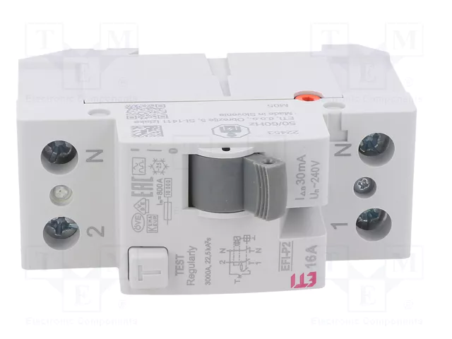 ETI POLAM Interruptor Diferencial EFI 16A 30mA 2 Polos ETI POLAM Interruptor Diferencial EFI 16A 30mA 2 Polos