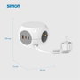 Simon Base múltiple combiball con 3 tomas schuko, 1 USB-A y 2 USB-C, 30 W, blanca