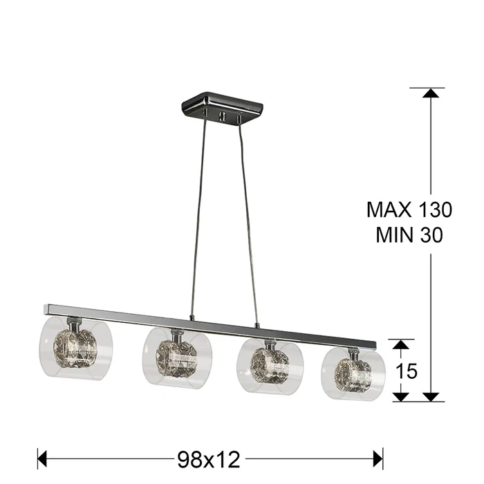 SCH-391653 Lámpara Colgante Flash 4xG9 con Bombilla Blanco Cálido