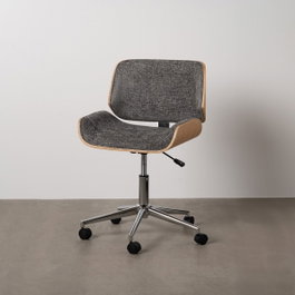 Ixia Silla con ruedas Gris-Natural tejido y madera 54 x 61 x 88 cm