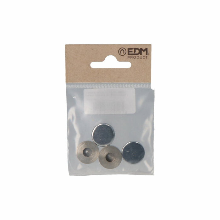 Edm Embellecedor Roscado Liso de Latón con Acabado Níquel 18 mm, 4 uds