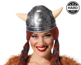 Atosa Casco Vikingo con Cuernos para Mujer - Disfraz de Valquiria o Guerrera Nórdica