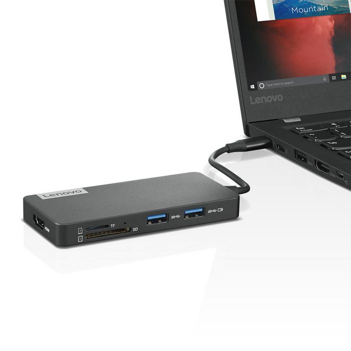 Lenovo Hub USB-C 7 en 1 con 1 x USB Type C, 2 x USB 3.0, 1 x USB 2.0, 1 x HDMI para Viajes