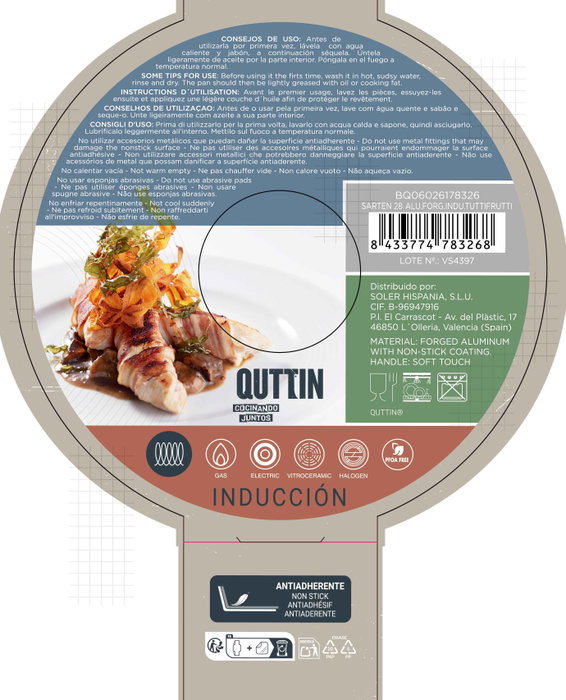 Inde Sarten 28 cm Aluminio Forjado Induccion Tuttifrutti (6 Unidades)