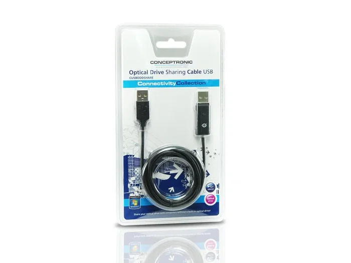 Conceptronic Hub USB para Unidad Óptica, Cable Divisor USB 2.0 para Alimentar y Conectar Lector/Grabadora de CD/DVD Externo