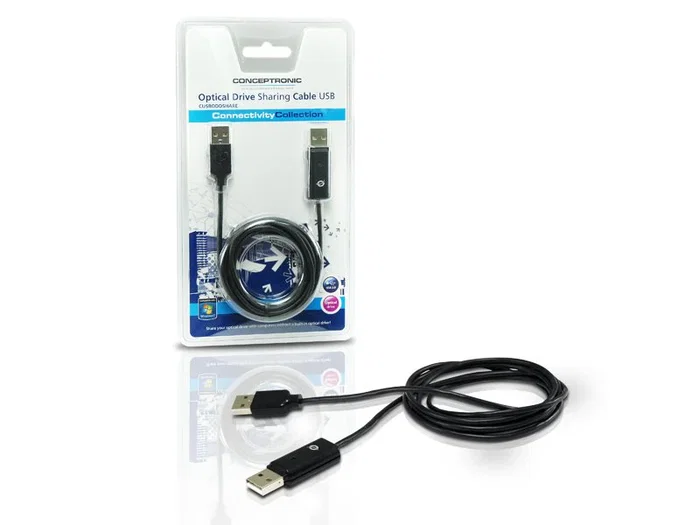 Conceptronic Hub USB para Unidad Óptica, Cable Divisor USB 2.0 para Alimentar y Conectar Lector/Grabadora de CD/DVD Externo