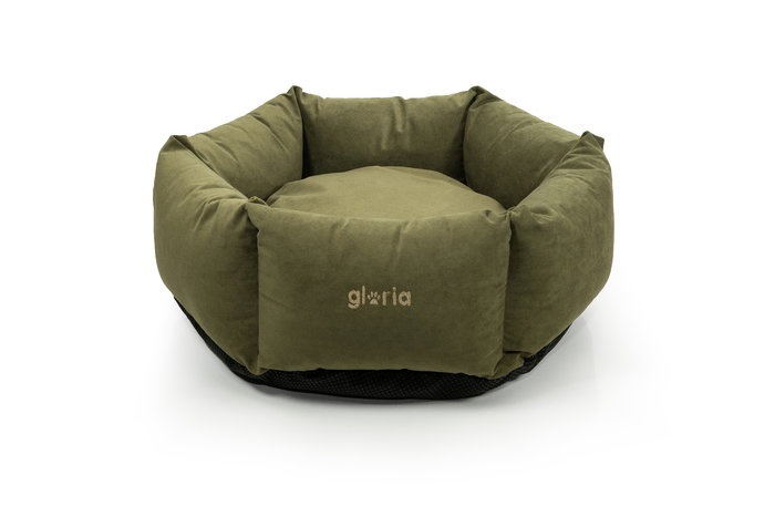 Gloria Cuna Hexagonal Hondarribia para Mascotas 75x75 cm Verde con Relleno Reciclado y Base Antideslizante Lavable