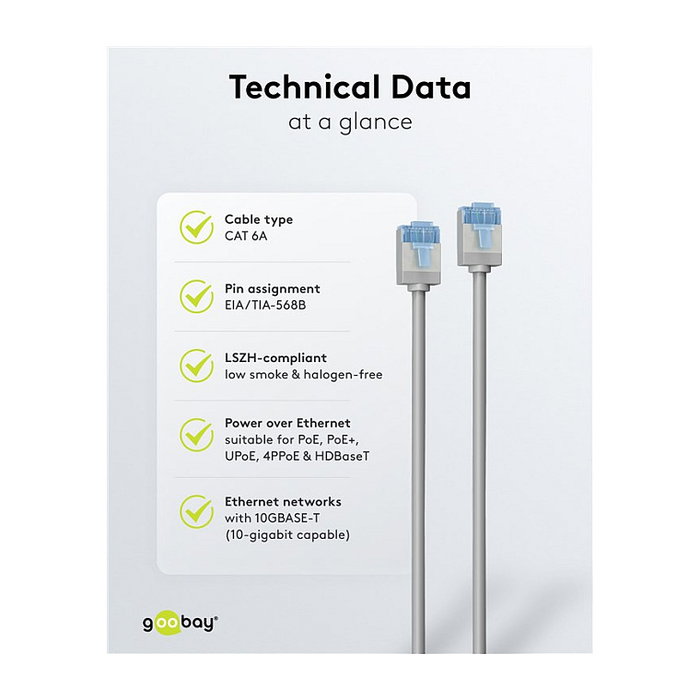Goobay Cable LAN CAT6A 1m Blanco
