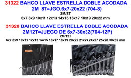 BAHCO Juego de llaves de estrella doble acodadas 6x7-20x22 (704-8)