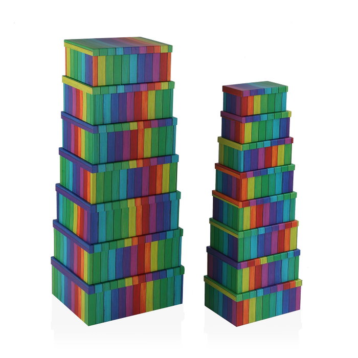 Set de Cajas Organizadoras Apilables Versa Arcoíris Cartón 15 Piezas 35 x 16,5 x 43 cm Set de Cajas Organizadoras Apilables Versa Arcoíris Cartón 15 Piezas 35 x 16,5 x 43 cm